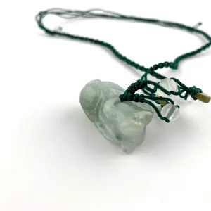 Jadeite Jade Ox Bull Cow Chinese Zodiac Carved Pendant Necklace, YW-0321-1646759918