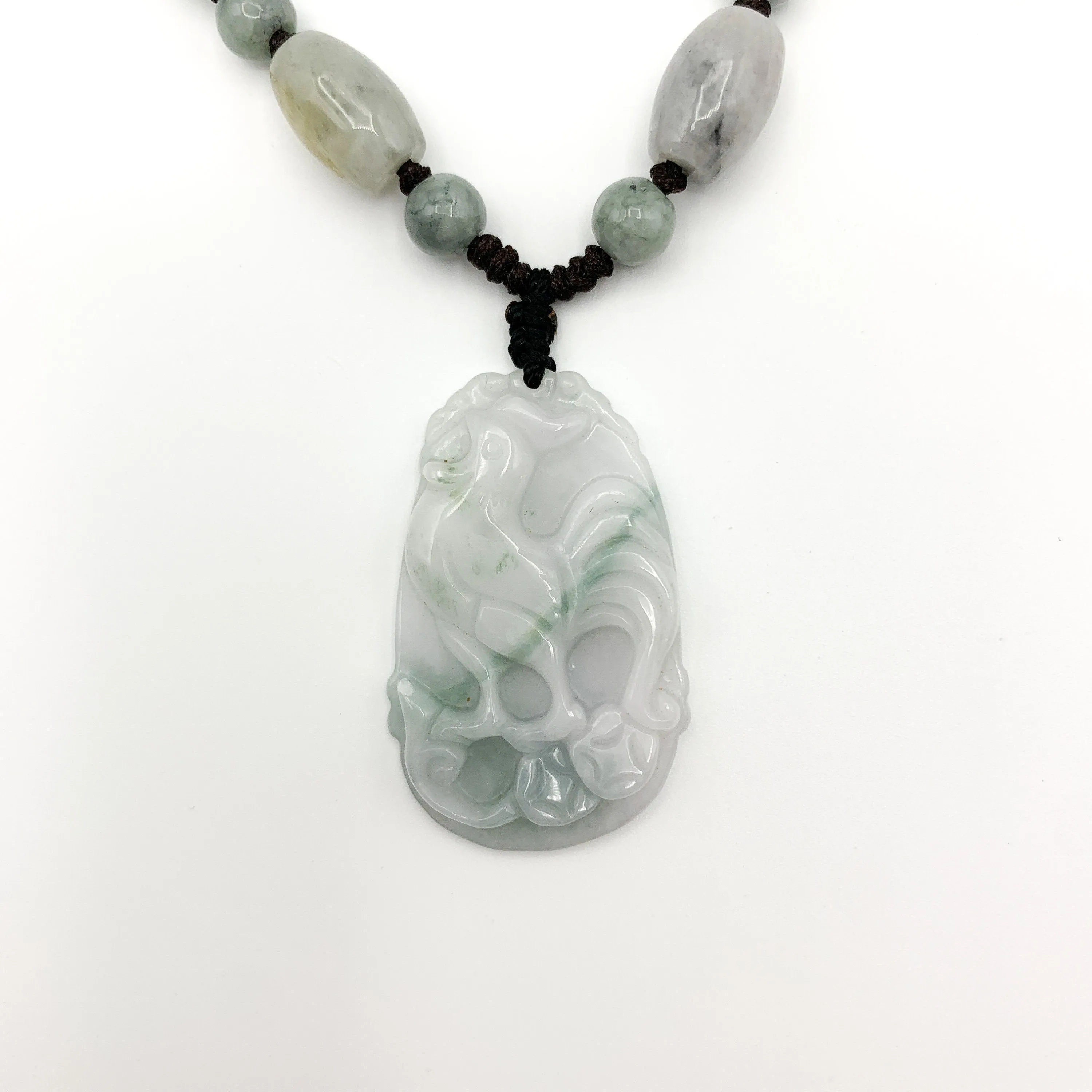 Jadeite Jade Rooster Chicken Chinese Zodiac Carved Rustic Pendant Necklace, YW-0321-1645917332