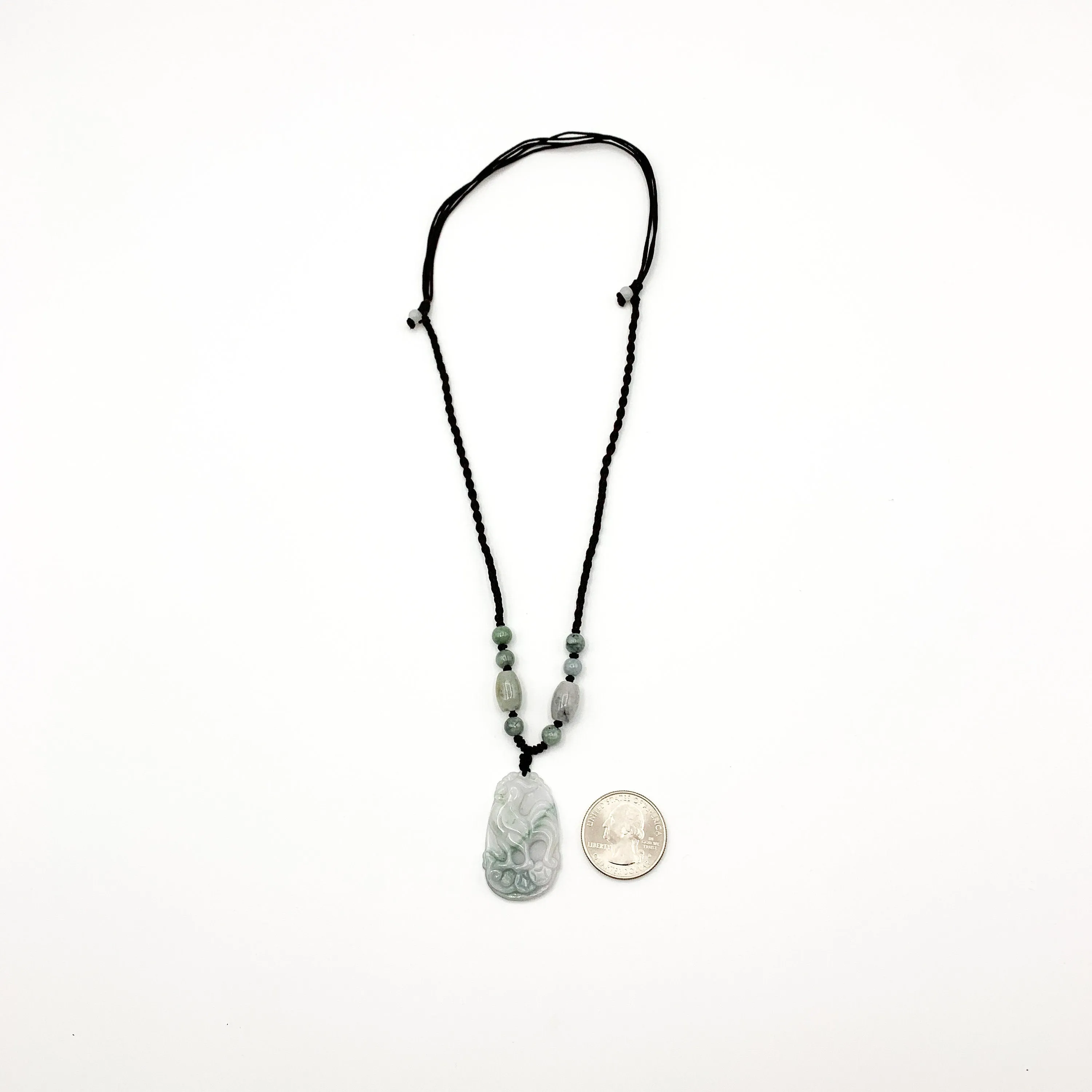 Jadeite Jade Rooster Chicken Chinese Zodiac Carved Rustic Pendant Necklace, YW-0321-1645917332