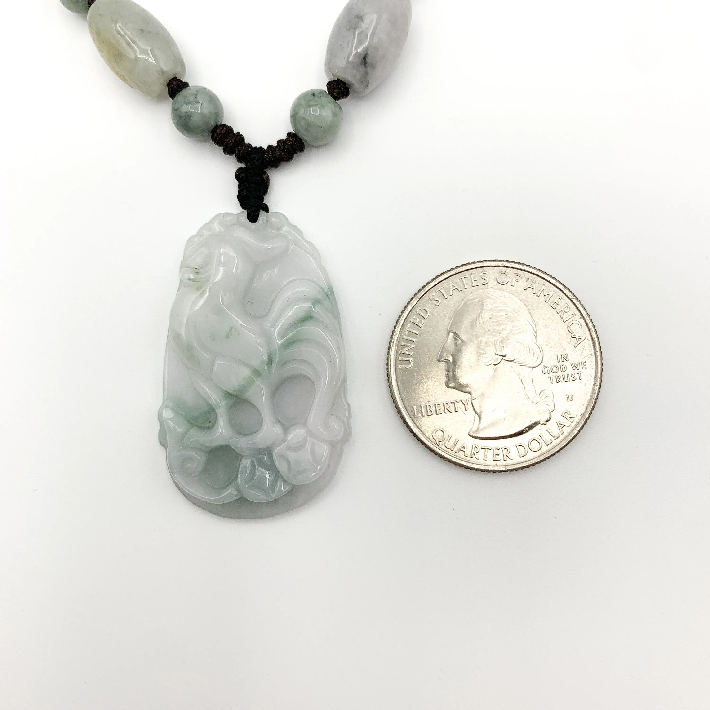 Jadeite Jade Rooster Chicken Chinese Zodiac Carved Rustic Pendant Necklace, YW-0321-1645917332