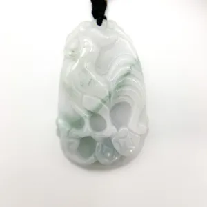 Jadeite Jade Rooster Chicken Chinese Zodiac Carved Rustic Pendant Necklace, YW-0321-1645917332