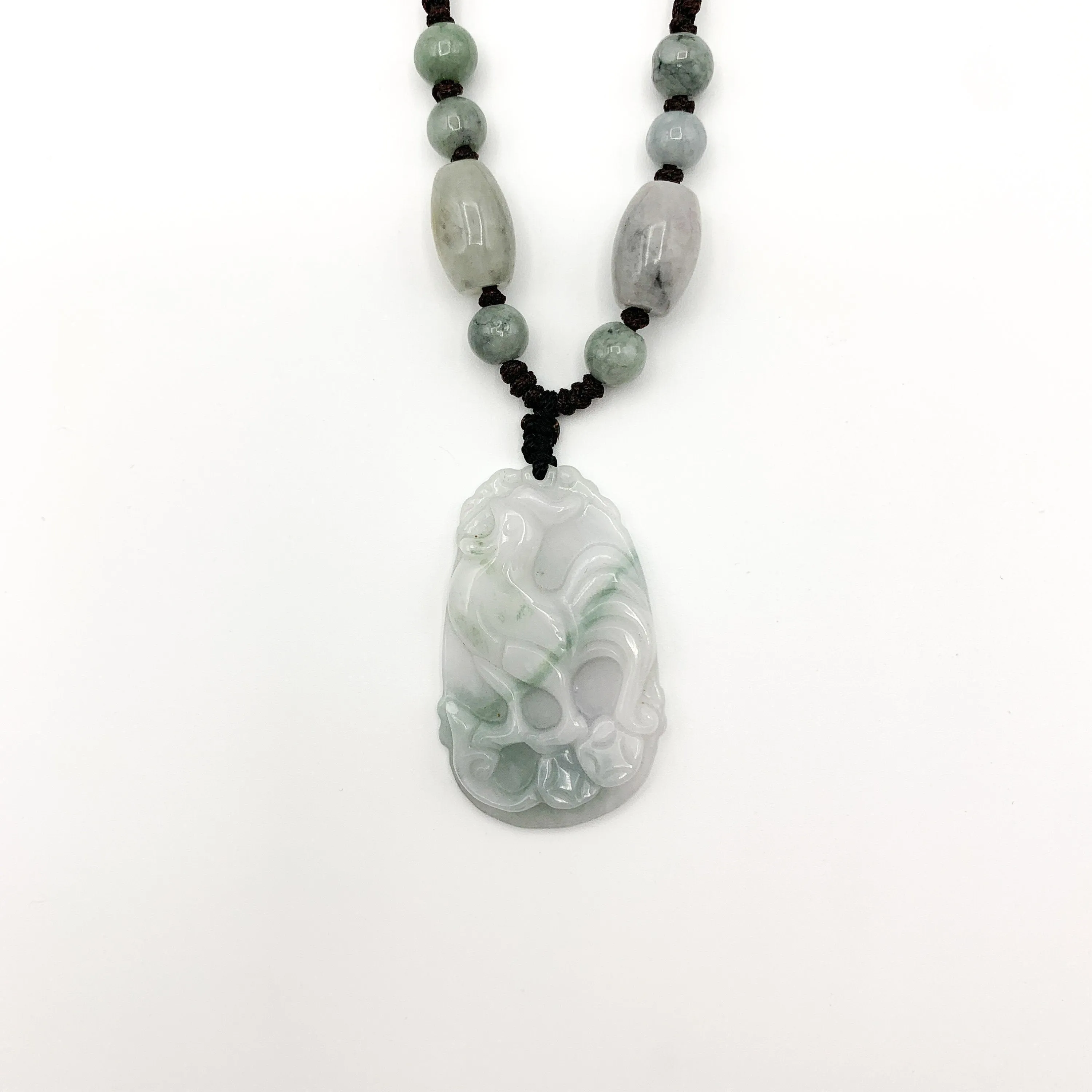Jadeite Jade Rooster Chicken Chinese Zodiac Carved Rustic Pendant Necklace, YW-0321-1645917332