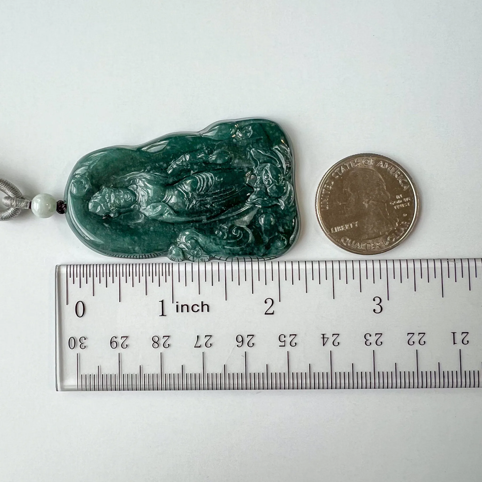 Jadeite Jade Standing Guan Yin Avalokiteshvara Carved Pendant Necklace, Quan Am, HC-0223-0005367