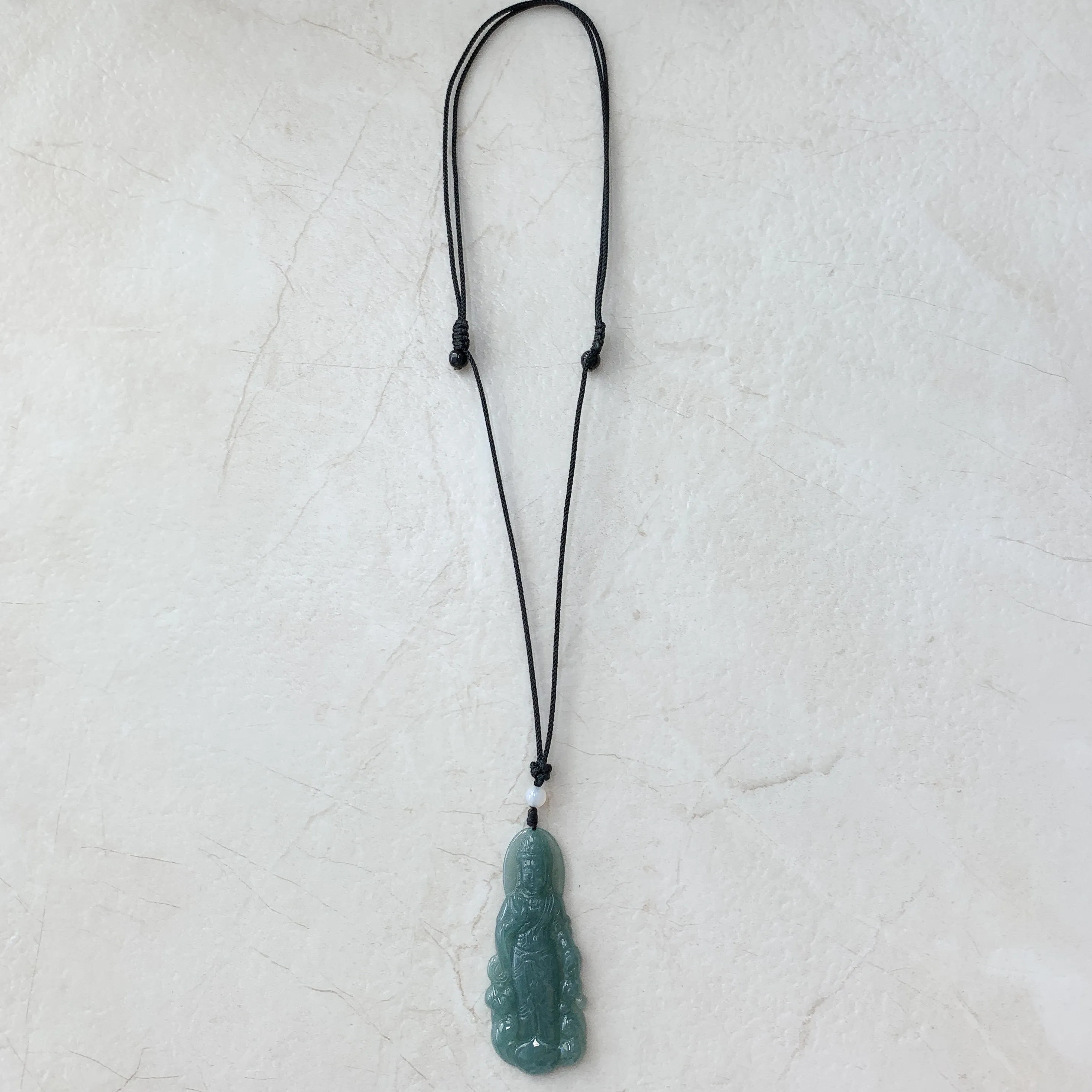 Jadeite Jade Standing Guan Yin Avalokiteshvara Carved Pendant Necklace, Quan Am, ZYF-0921-1646062788