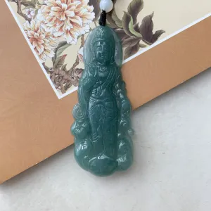 Jadeite Jade Standing Guan Yin Avalokiteshvara Carved Pendant Necklace, Quan Am, ZYF-0921-1646062788