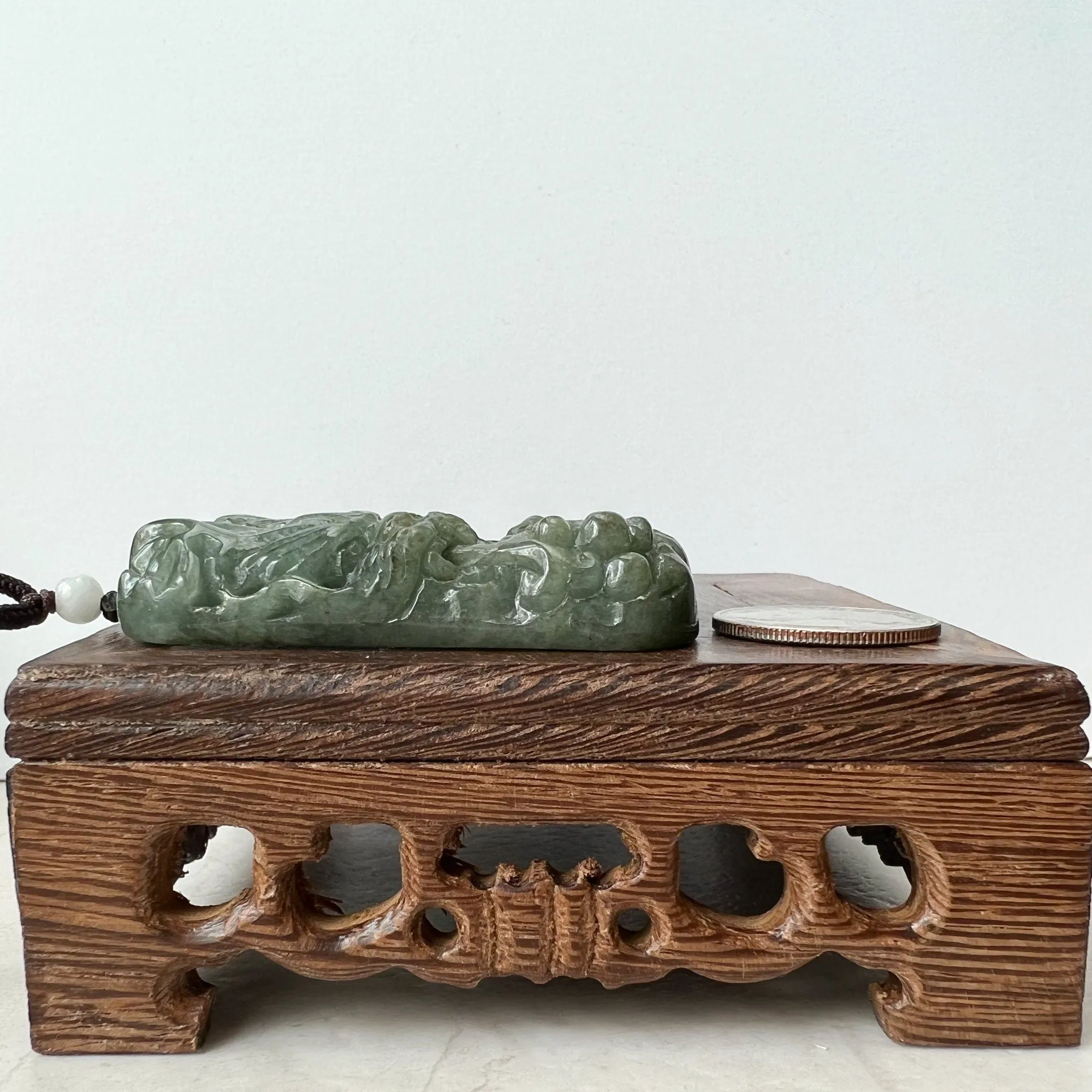 Large Jadeite Green Jade Dragon Chinese Zodiac Hand Carved Pendant Necklace, YJ-0322-0355301