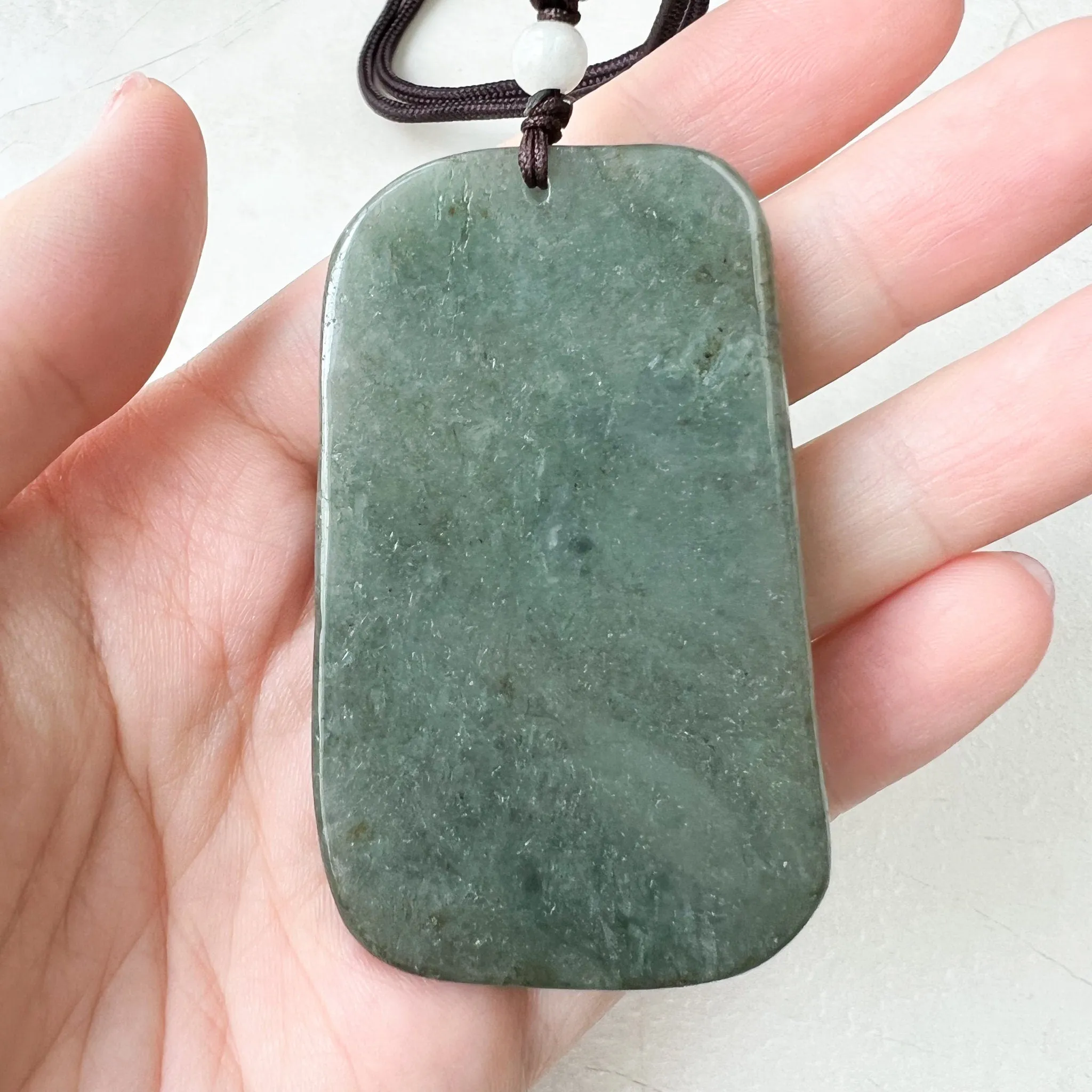 Large Jadeite Green Jade Dragon Chinese Zodiac Hand Carved Pendant Necklace, YJ-0322-0355301