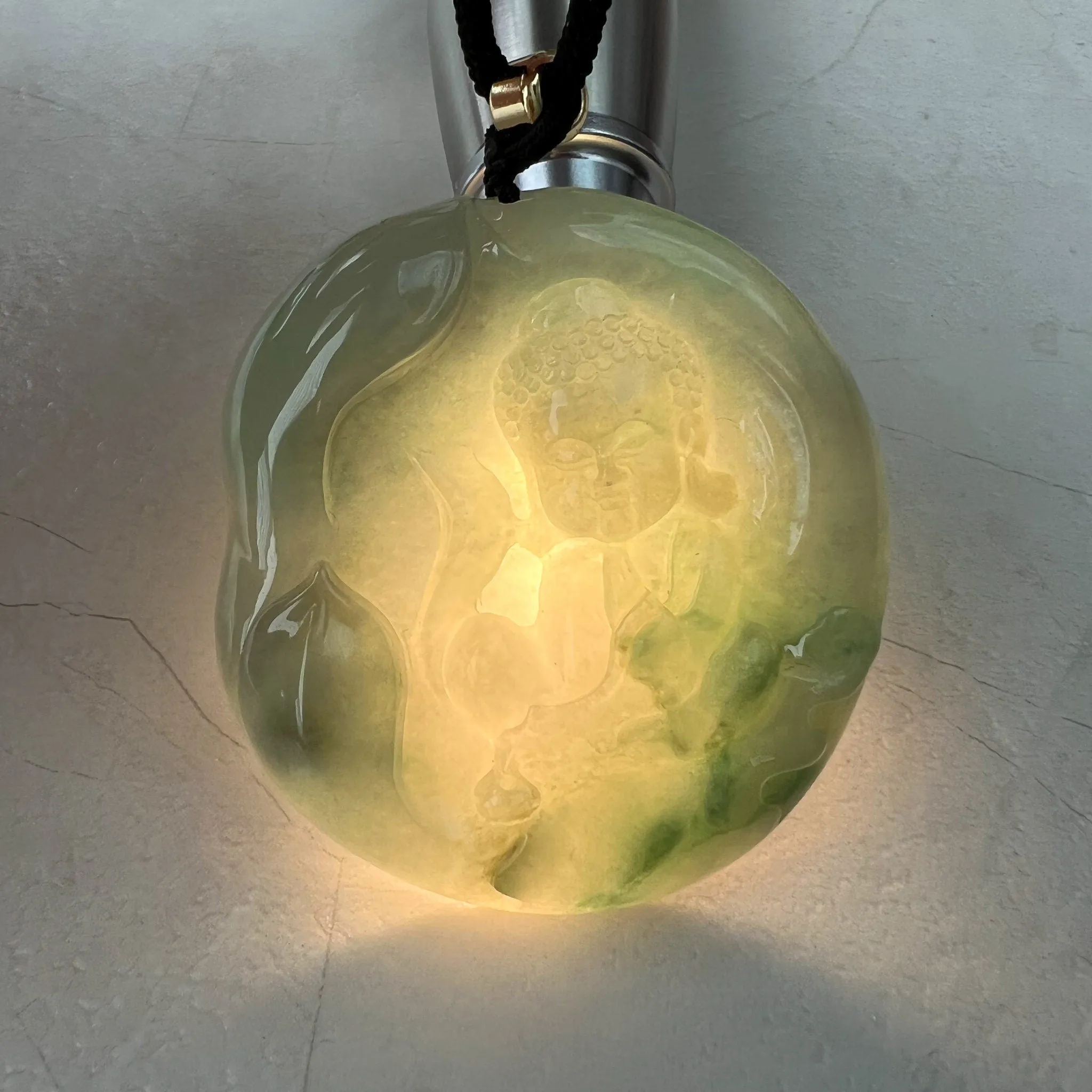 Large Jadeite Jade Baby Buddha  Necklace, 宝宝佛, YJ-0722-0004953