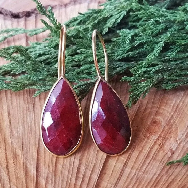 Large Teardrop Ruby Earrings