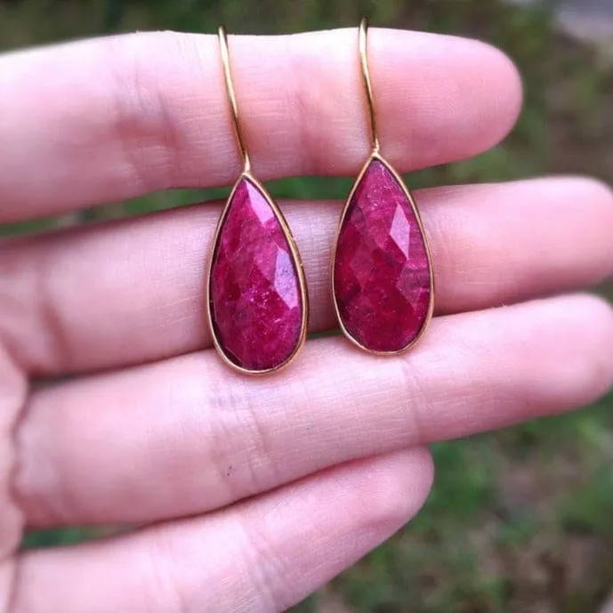 Large Teardrop Ruby Earrings