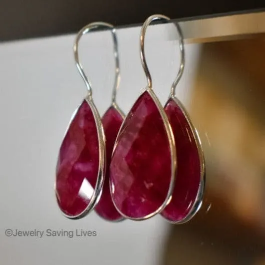 Large Teardrop Ruby Earrings