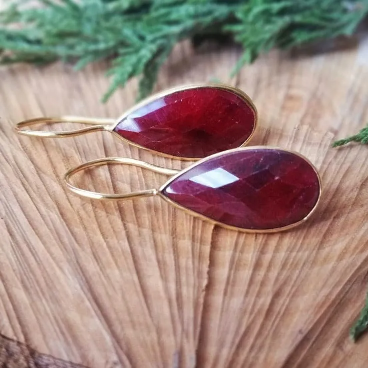 Large Teardrop Ruby Earrings