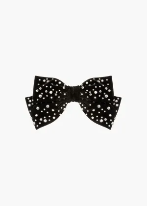 Loren Bow Barrette -- Black Crystal