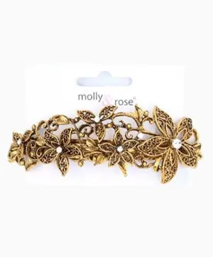Molly And Rose Vintage Style Gilt Crystal Filligree Flower Barrette 5333