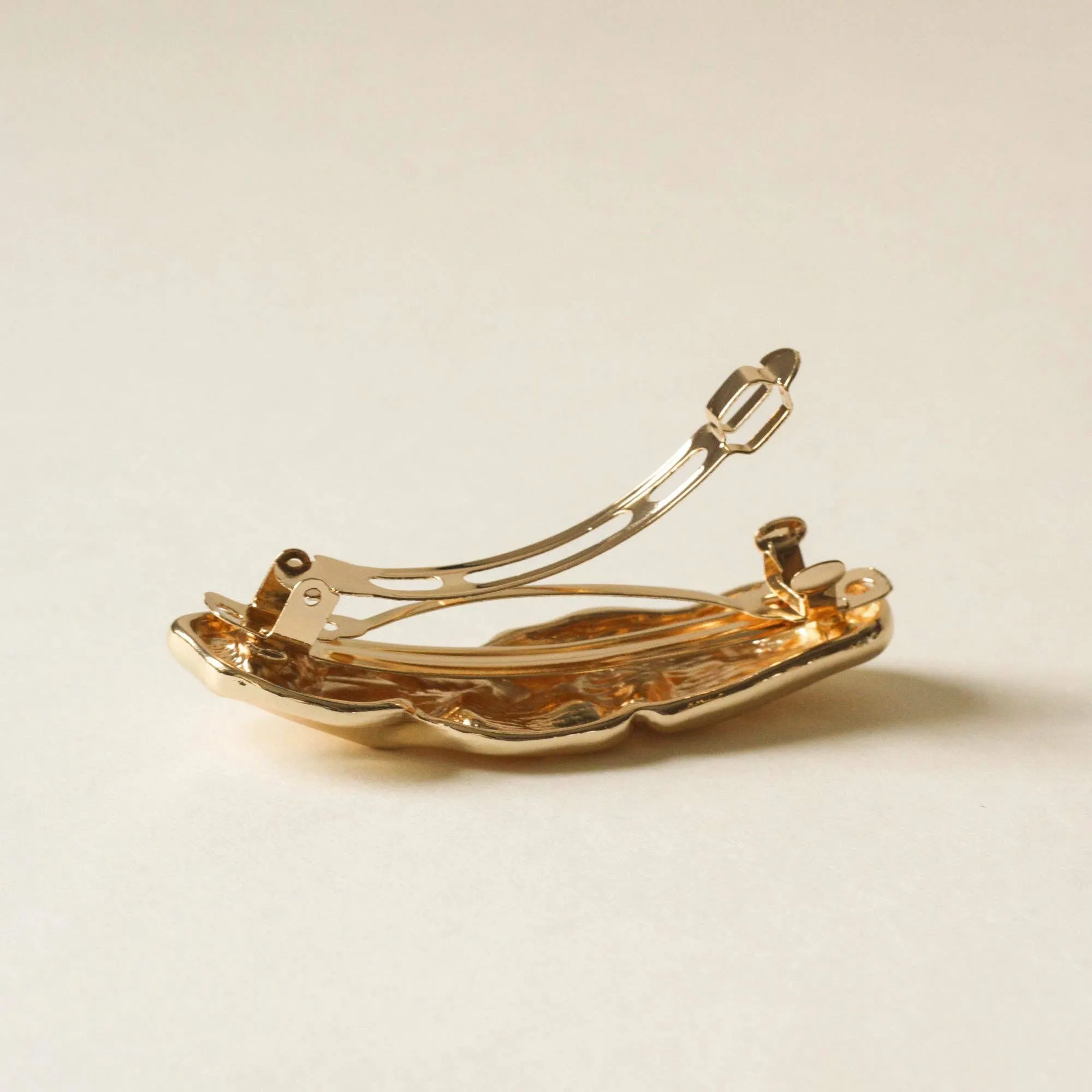 nar'sha - Textured Metal Barrette Hair Clip | Gold