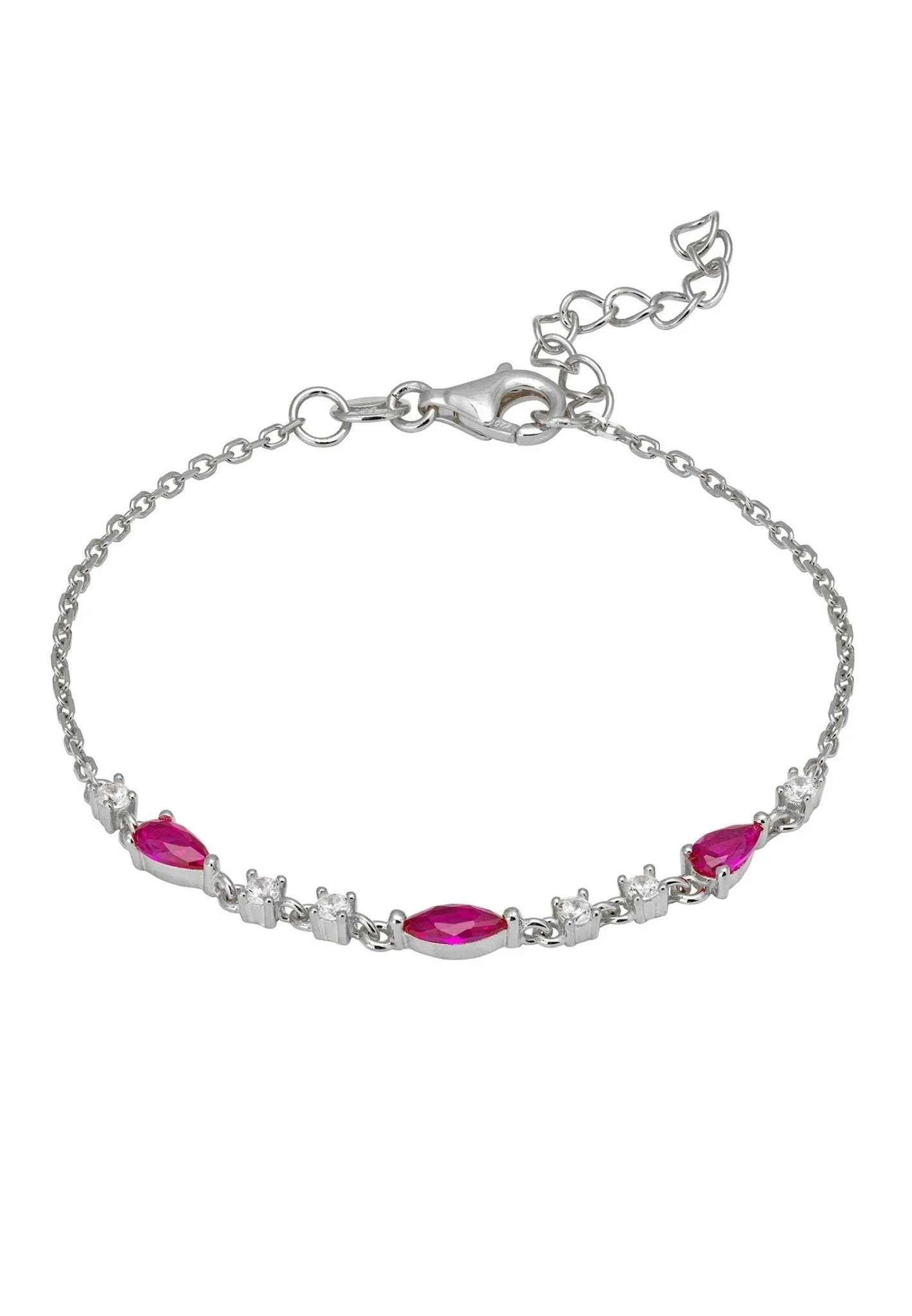 Olivia Gemstone Bracelets Silver Ruby & White Cz