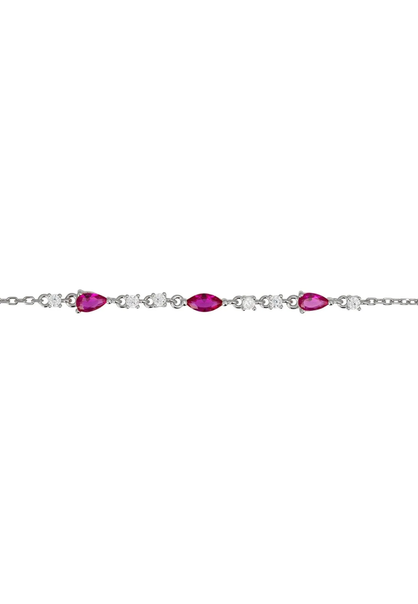Olivia Gemstone Bracelets Silver Ruby & White Cz