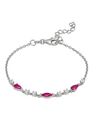 Olivia Gemstone Bracelets Silver Ruby & White Cz