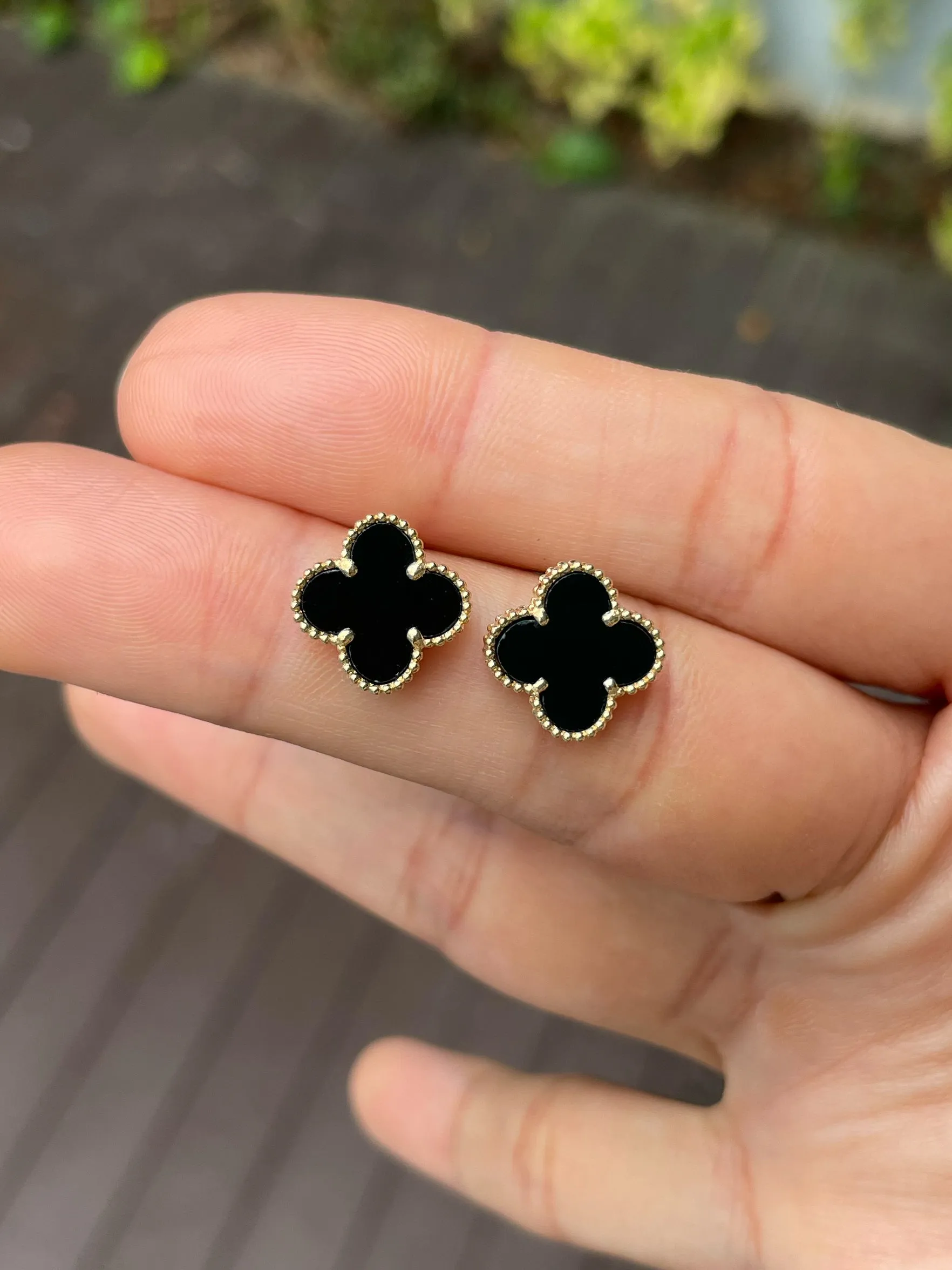 Omphacite Clover Jadeite Earrings (NJE230)
