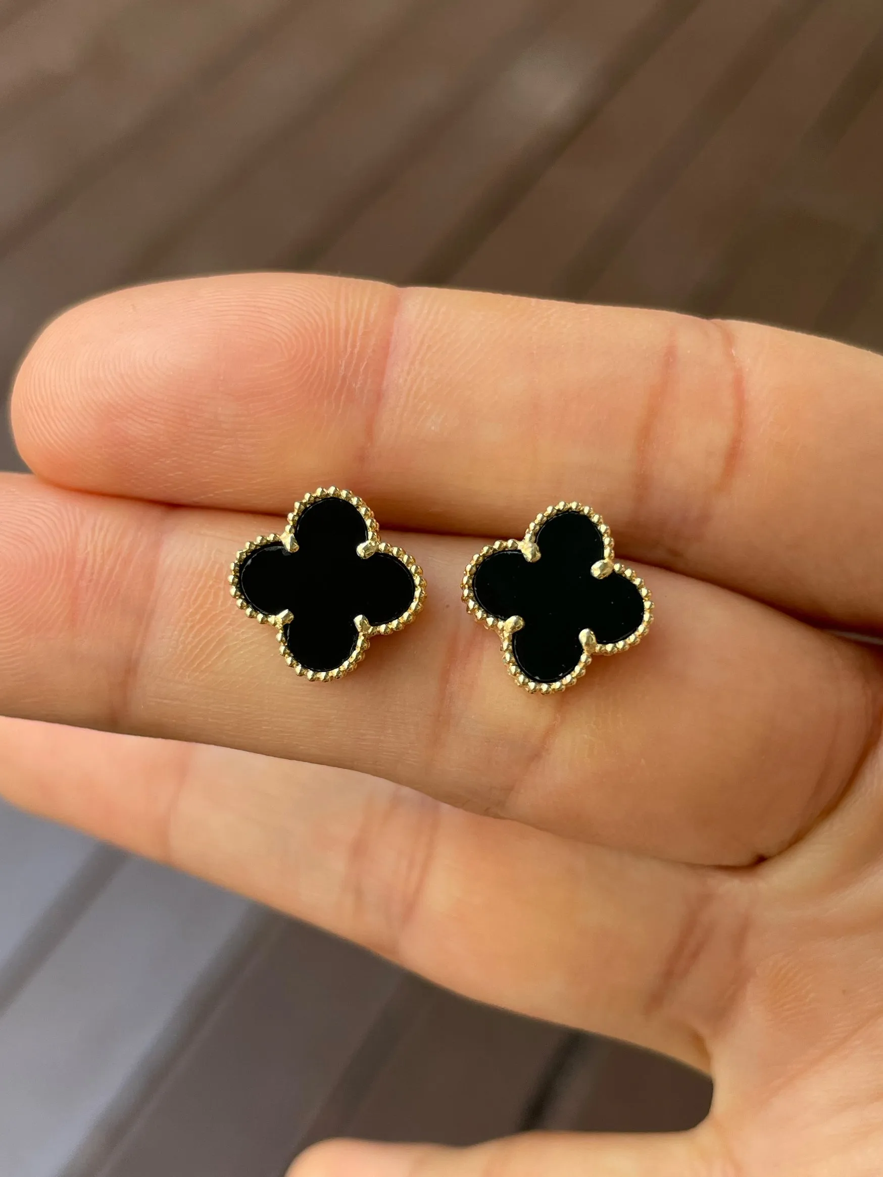 Omphacite Clover Jadeite Earrings (NJE230)