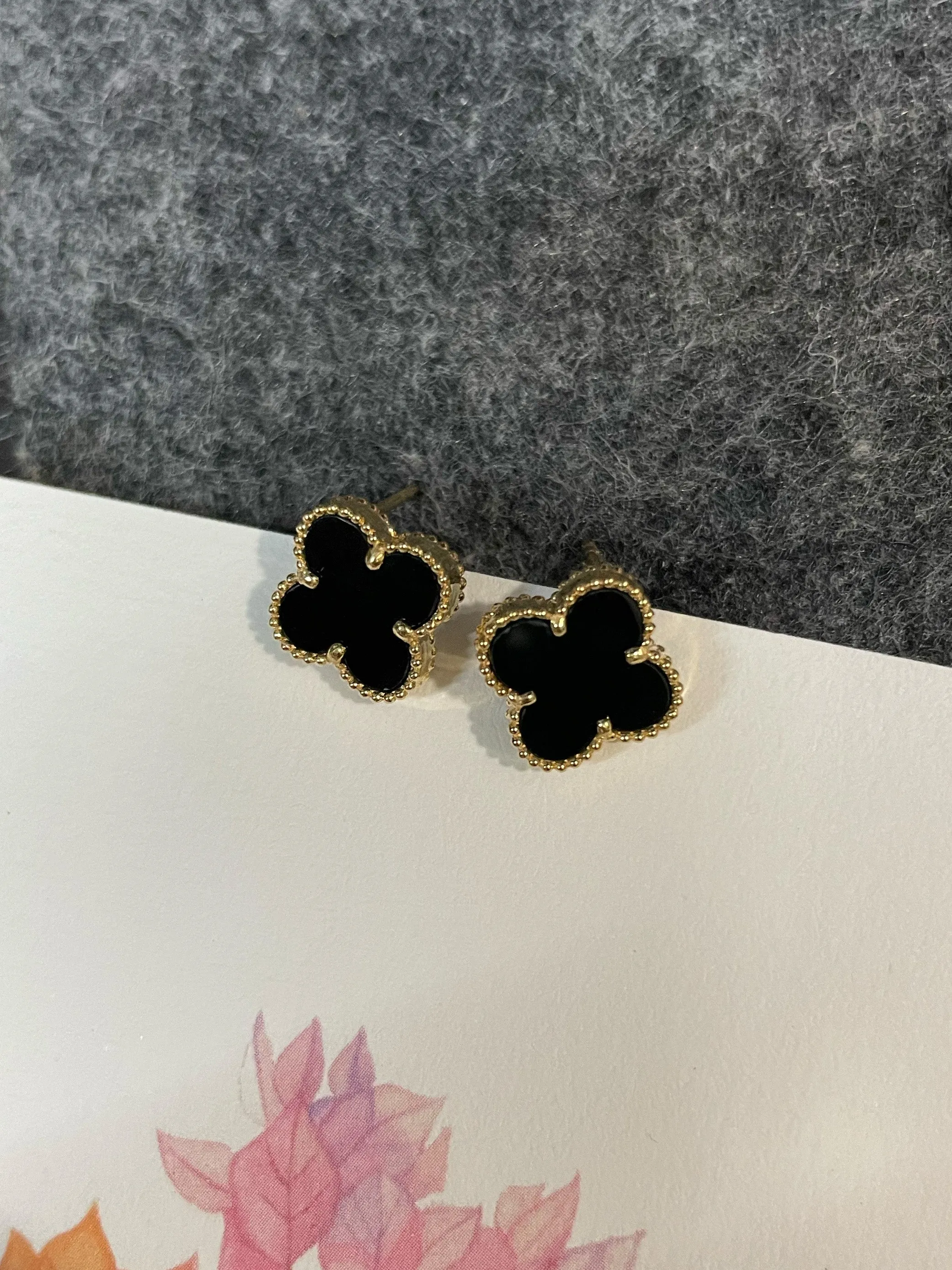 Omphacite Clover Jadeite Earrings (NJE230)