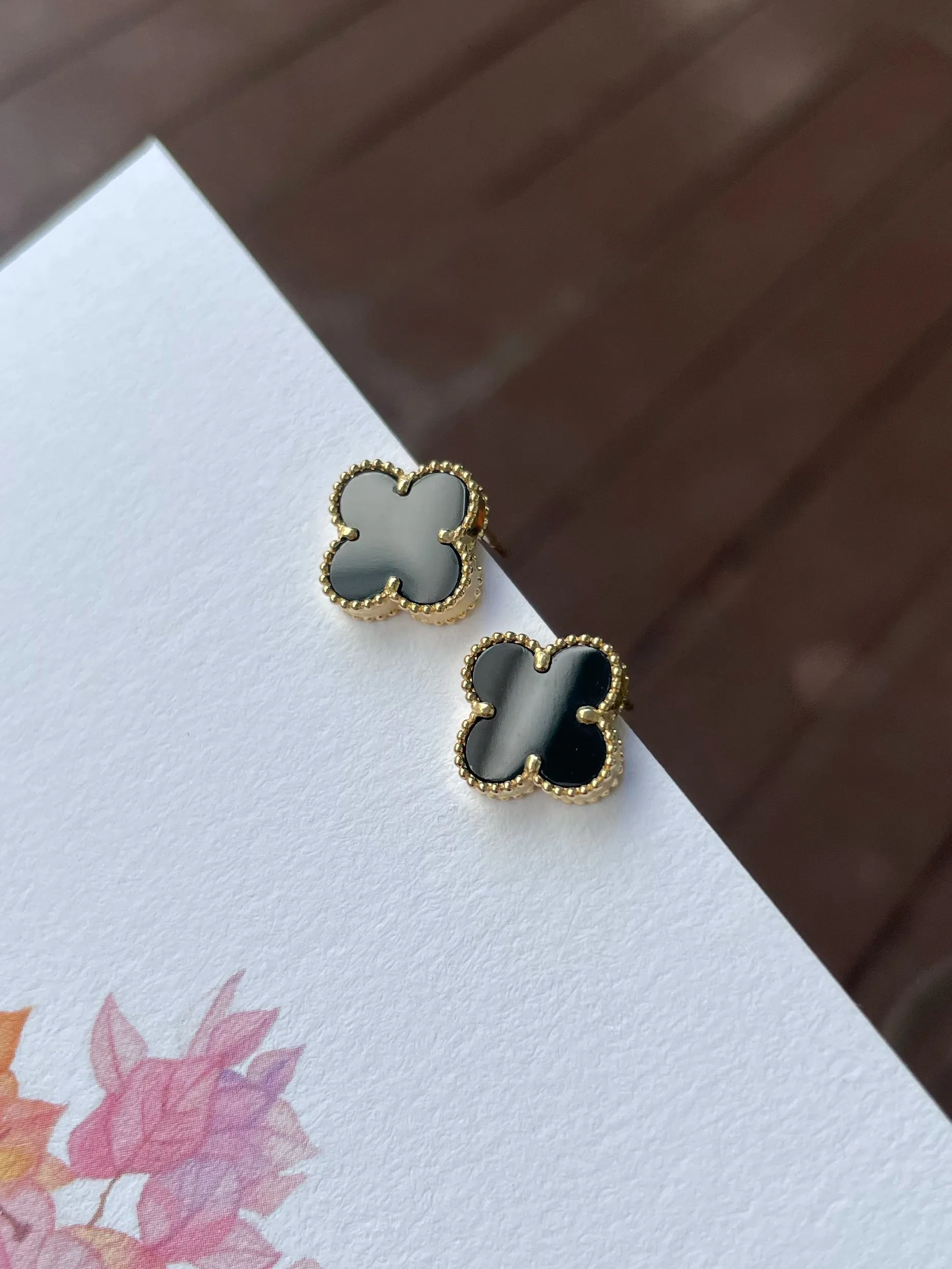 Omphacite Clover Jadeite Earrings (NJE230)