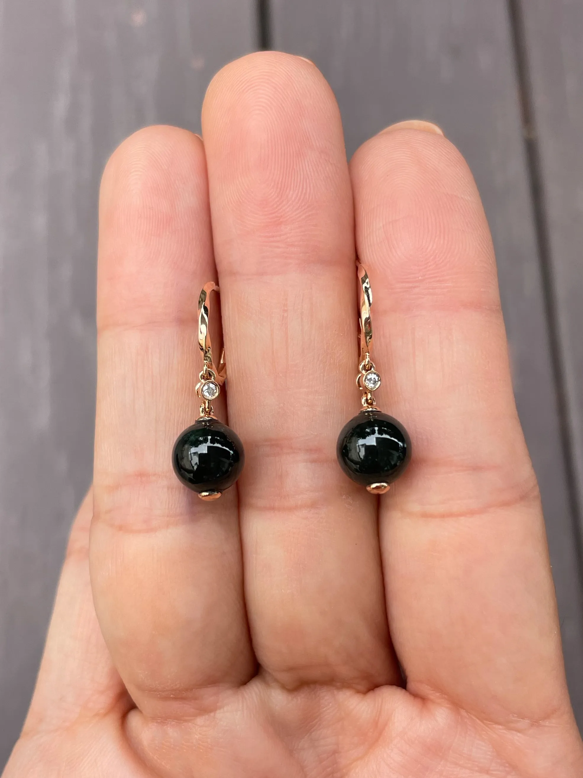 Omphacite Jade Beads Earrings (NJE072)
