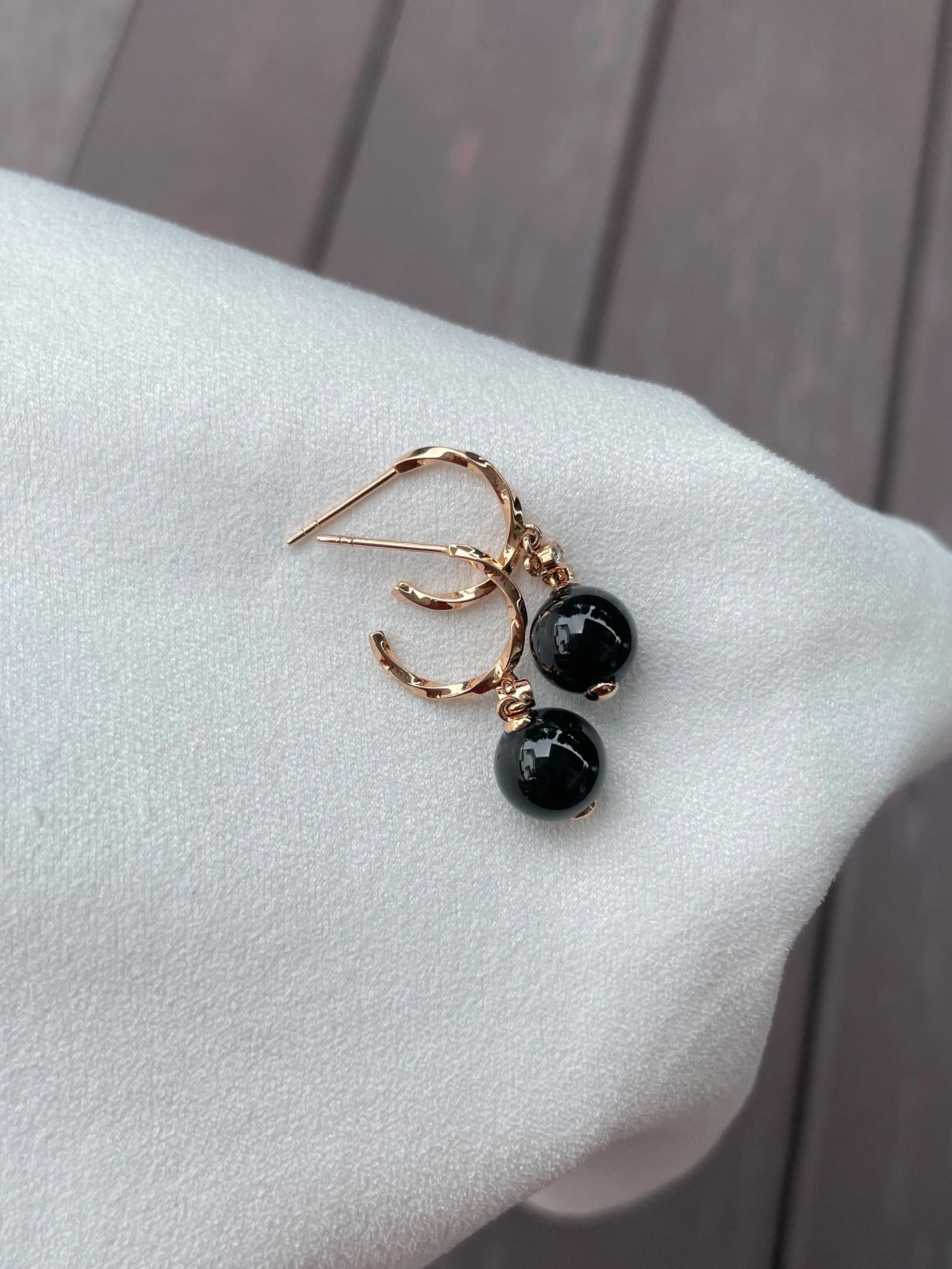 Omphacite Jade Beads Earrings (NJE072)