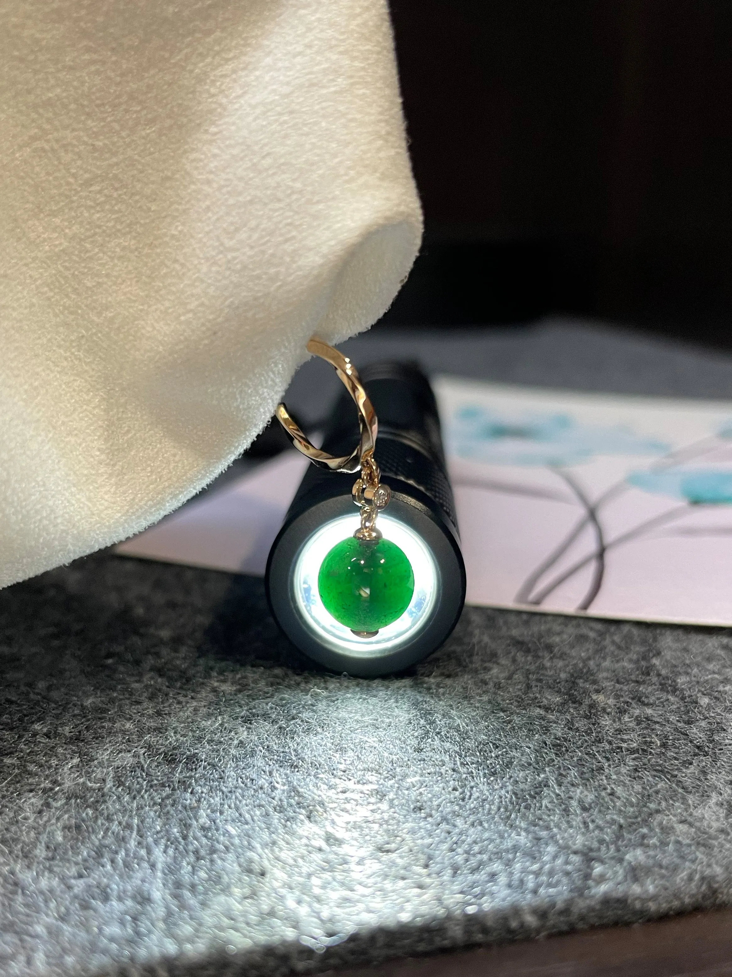 Omphacite Jade Beads Earrings (NJE072)