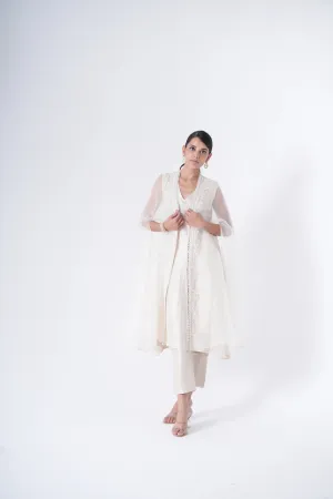 Organza Cape with A Line Top & Trousers