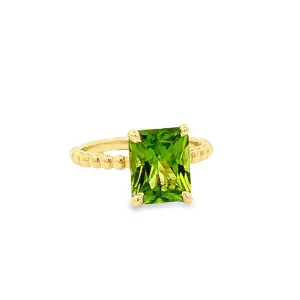 Radiant Cut Peridot Ring