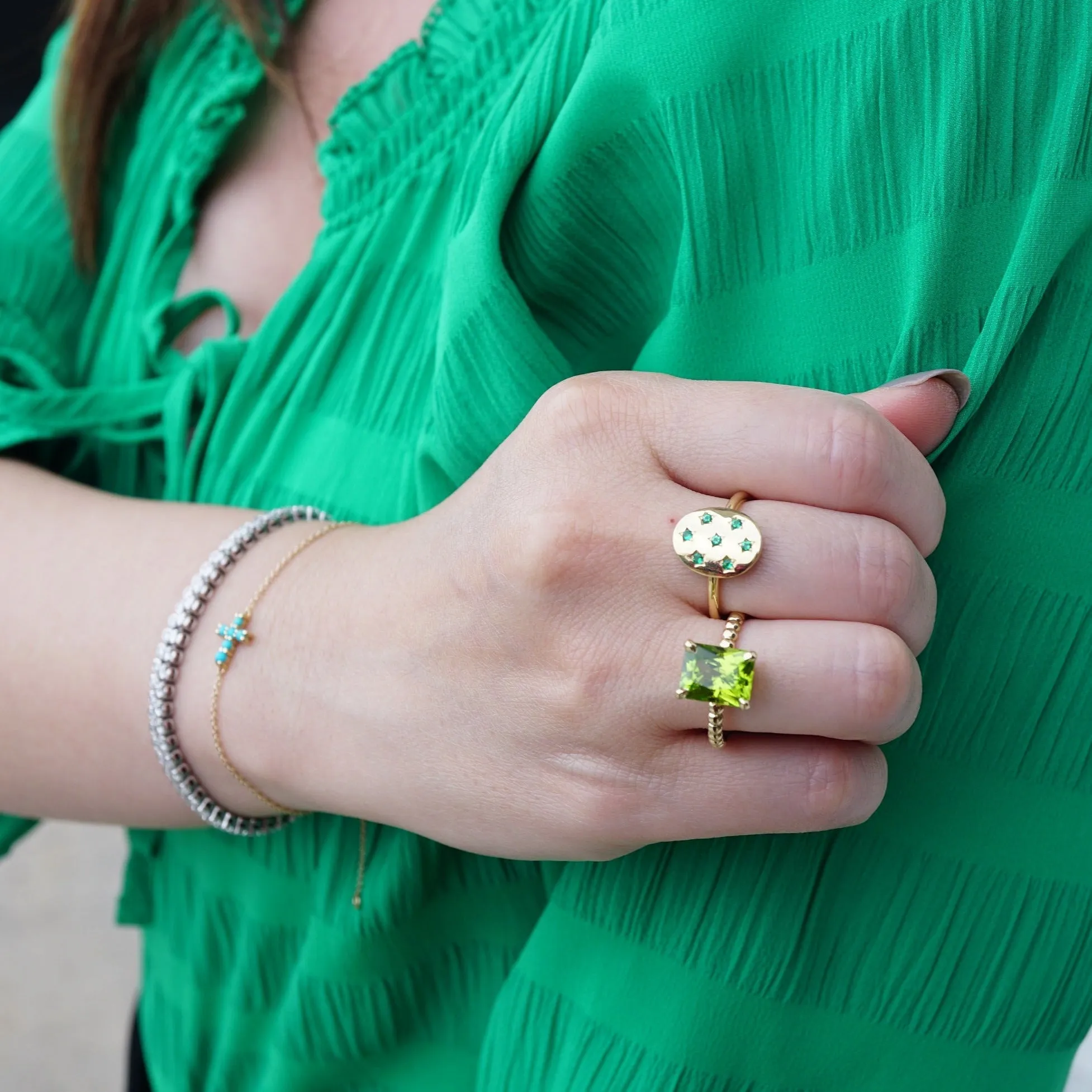 Radiant Cut Peridot Ring
