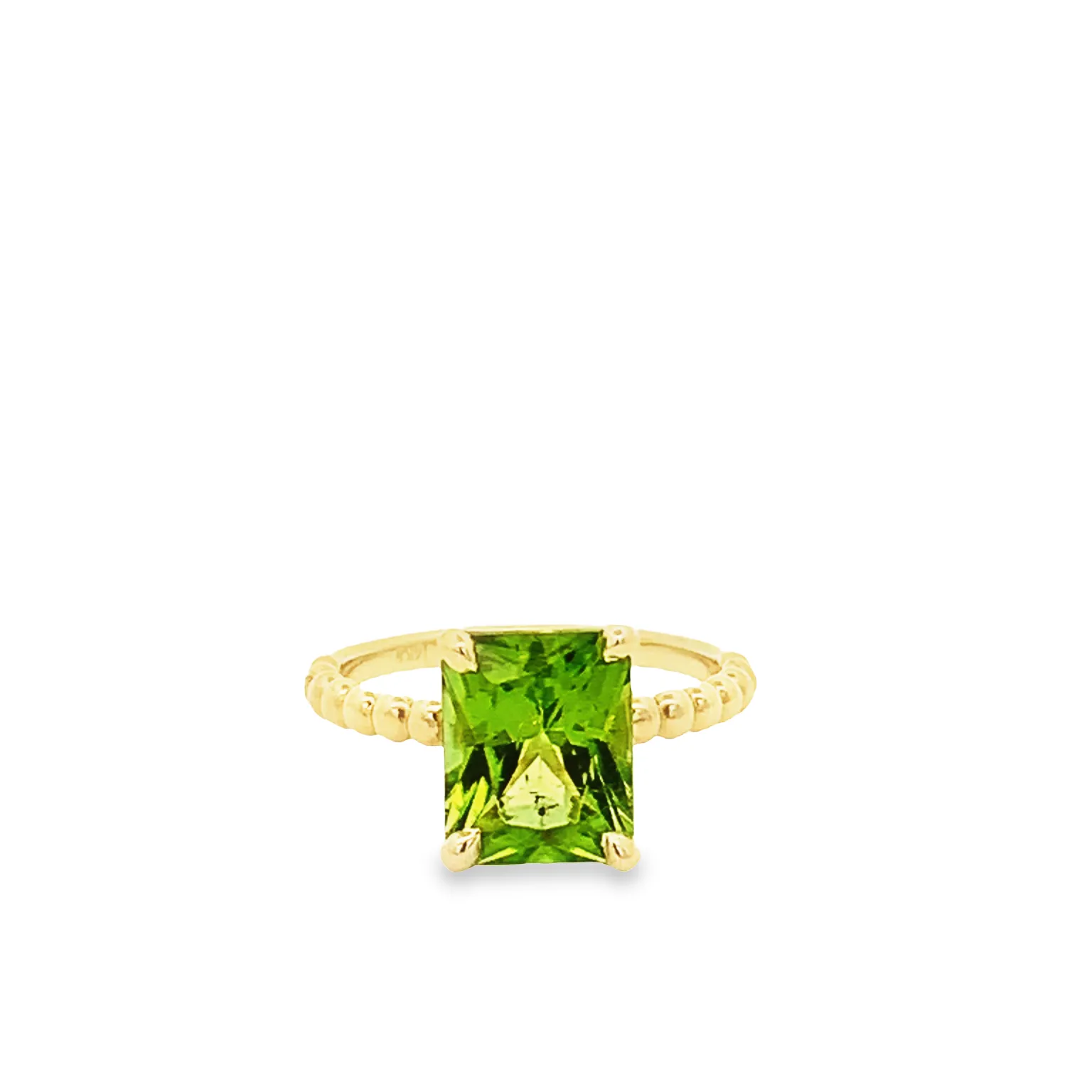 Radiant Cut Peridot Ring