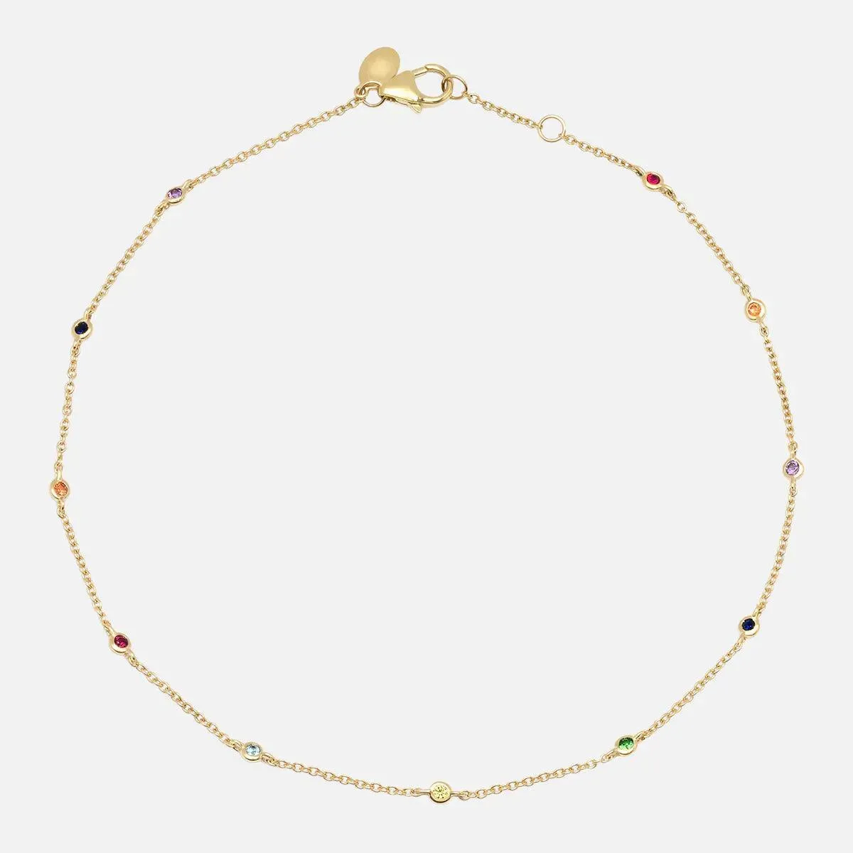 Rainbow Bezel Set Anklet