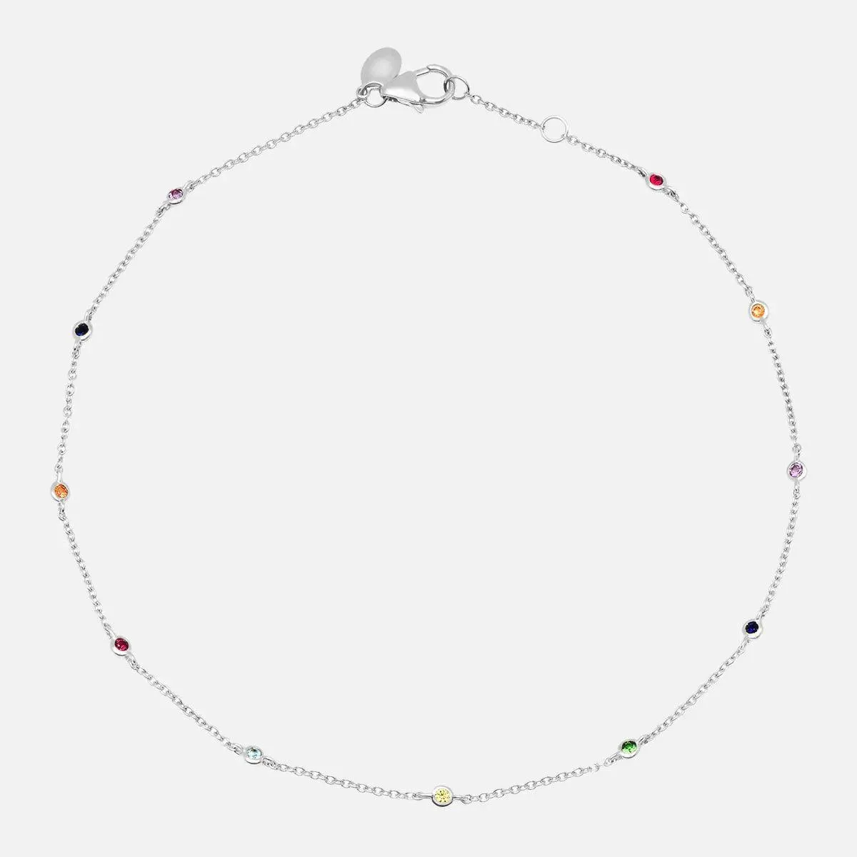 Rainbow Bezel Set Anklet