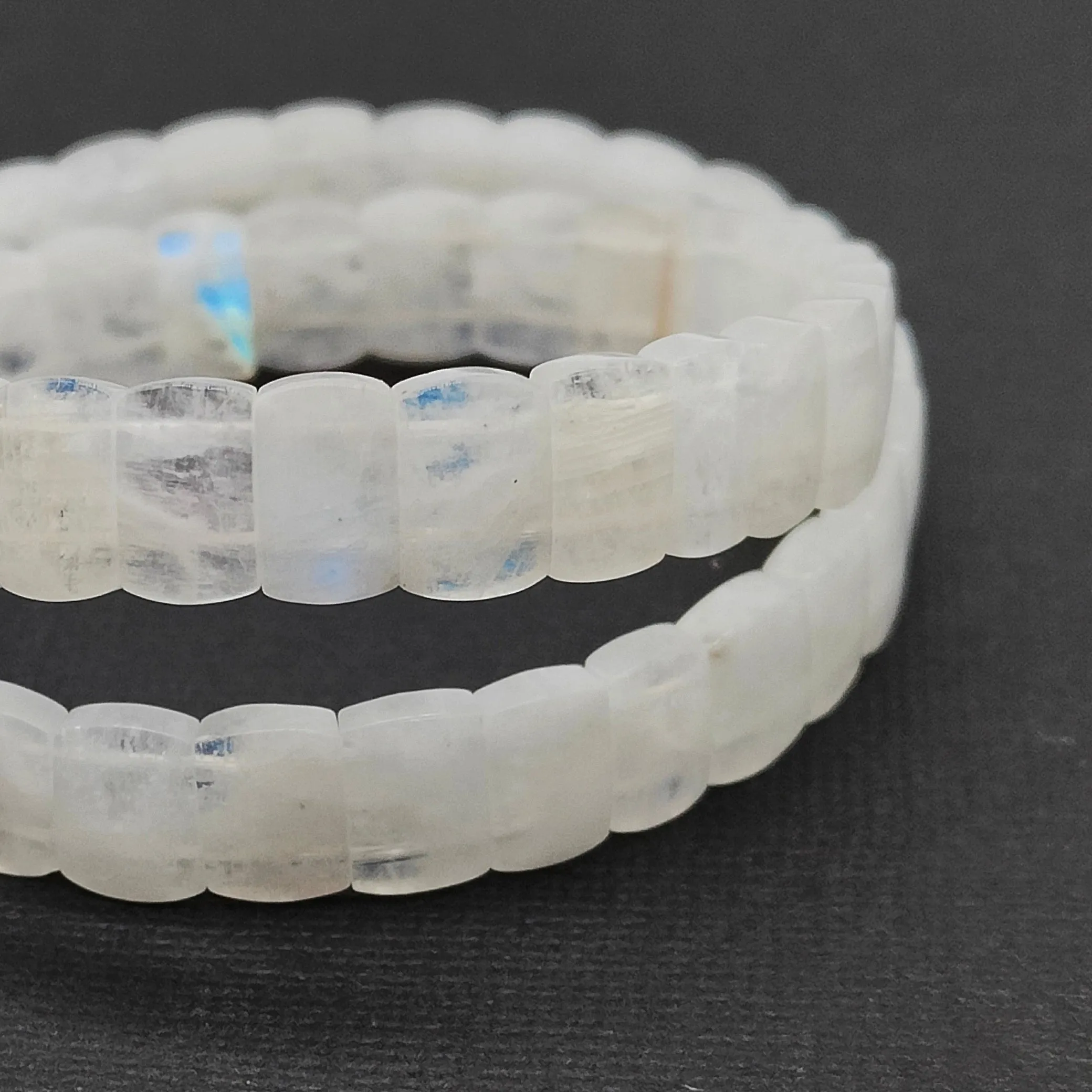 Rainbow Moonstone Flat Rectangle Bracelet