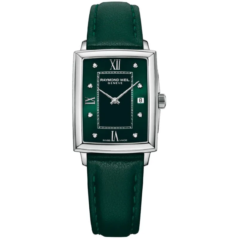 Raymond Weil Toccata Ladies Emerald Green Dial Diamond Leather Watch - R5925STC00521