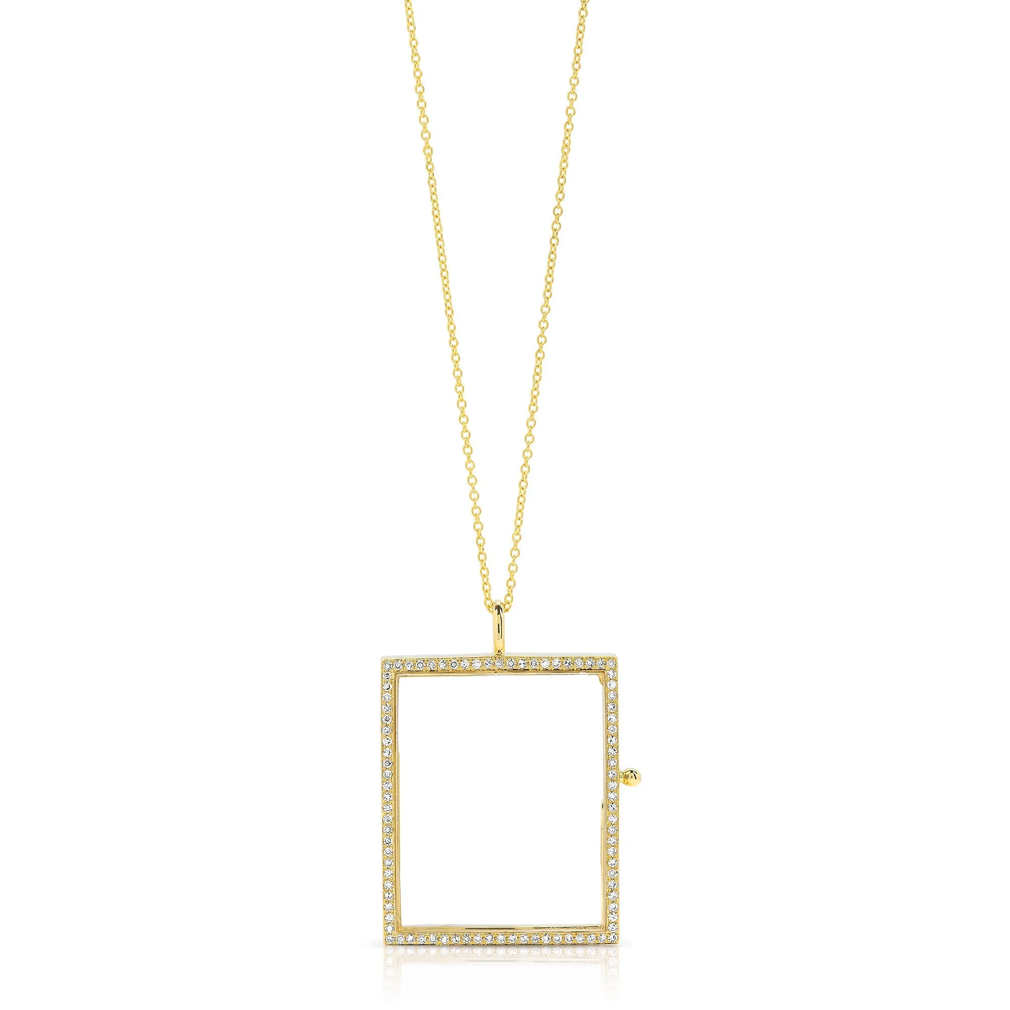 Rose Gold Reversible Diamond Rectangle Locket