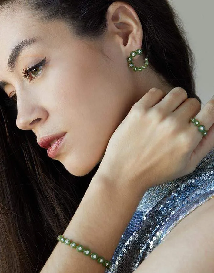 Surrounding Small Circle Jade Earrings