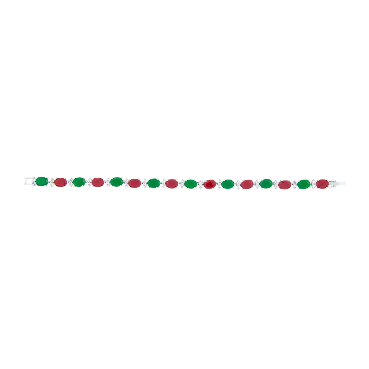Tennis Red Green Cubic Zirconia American Diamond Bracelet For Women