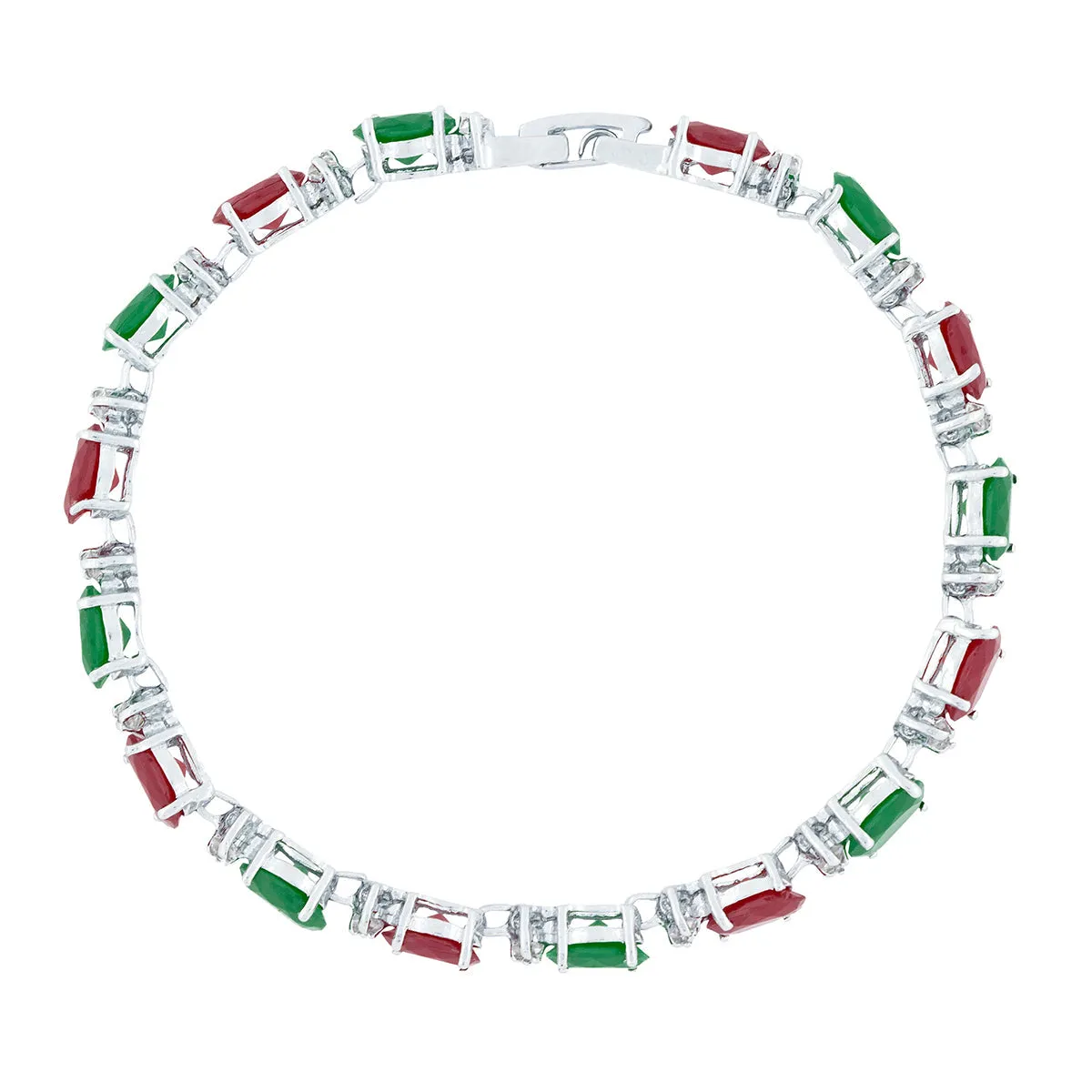 Tennis Red Green Cubic Zirconia American Diamond Bracelet For Women