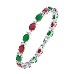 Tennis Red Green Cubic Zirconia American Diamond Bracelet For Women