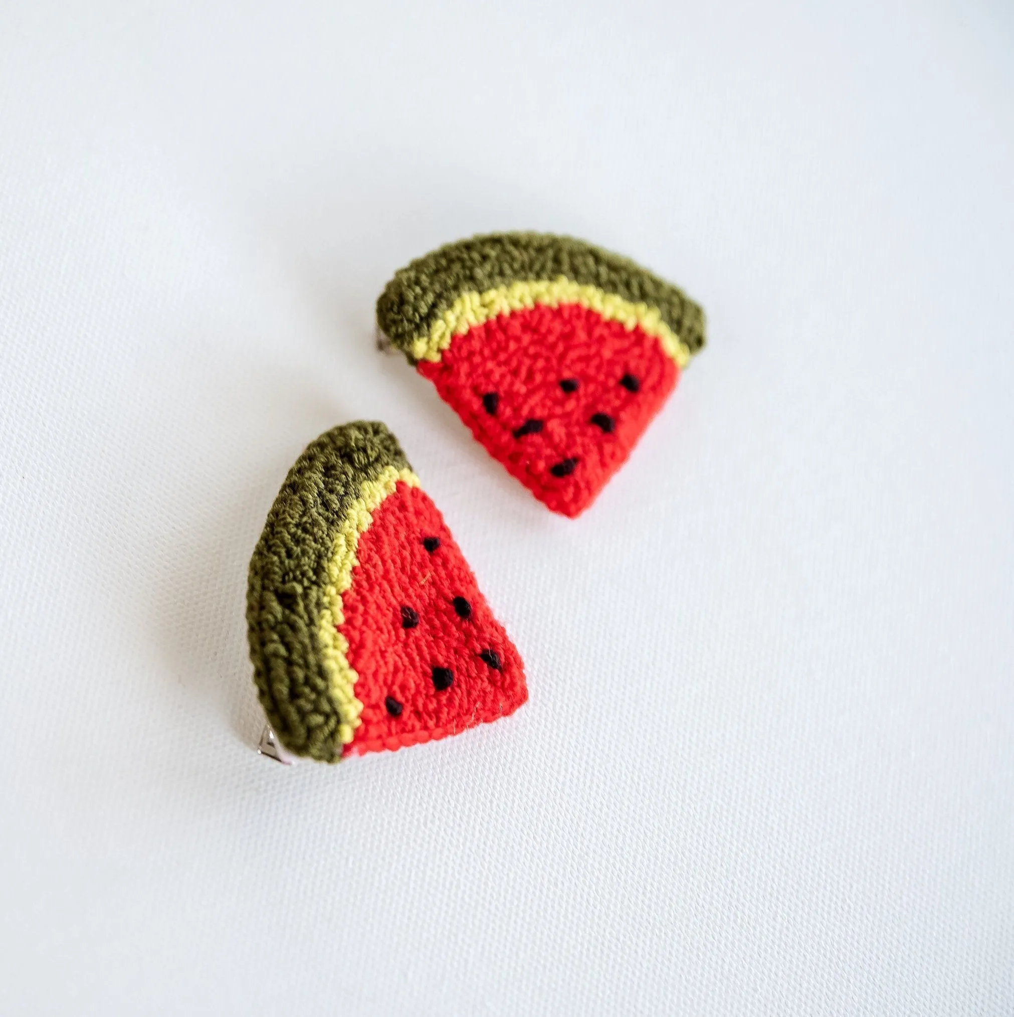 Watermelon Slice Hair Clips