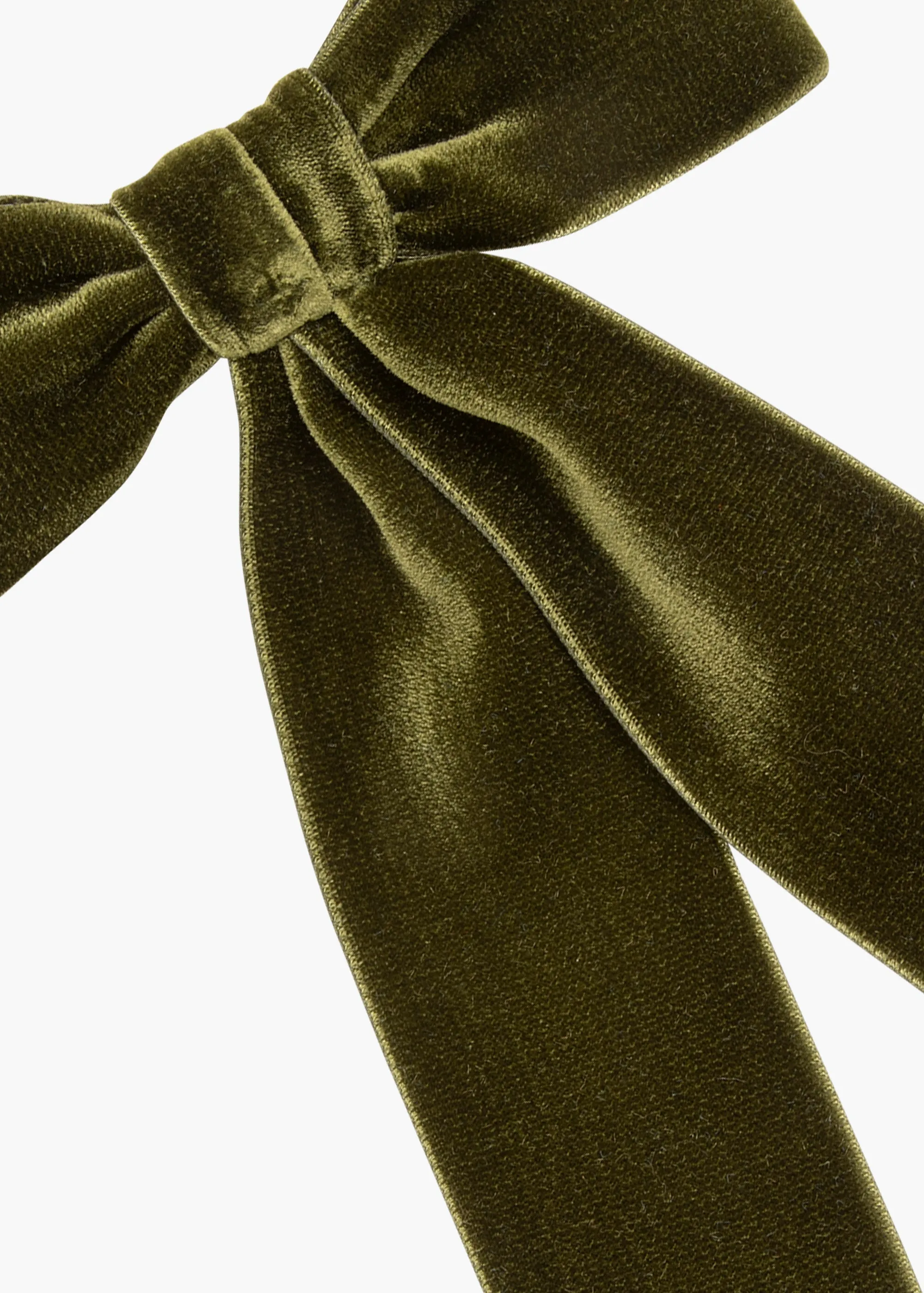 Wide Velvet Bow Barrette -- Moss