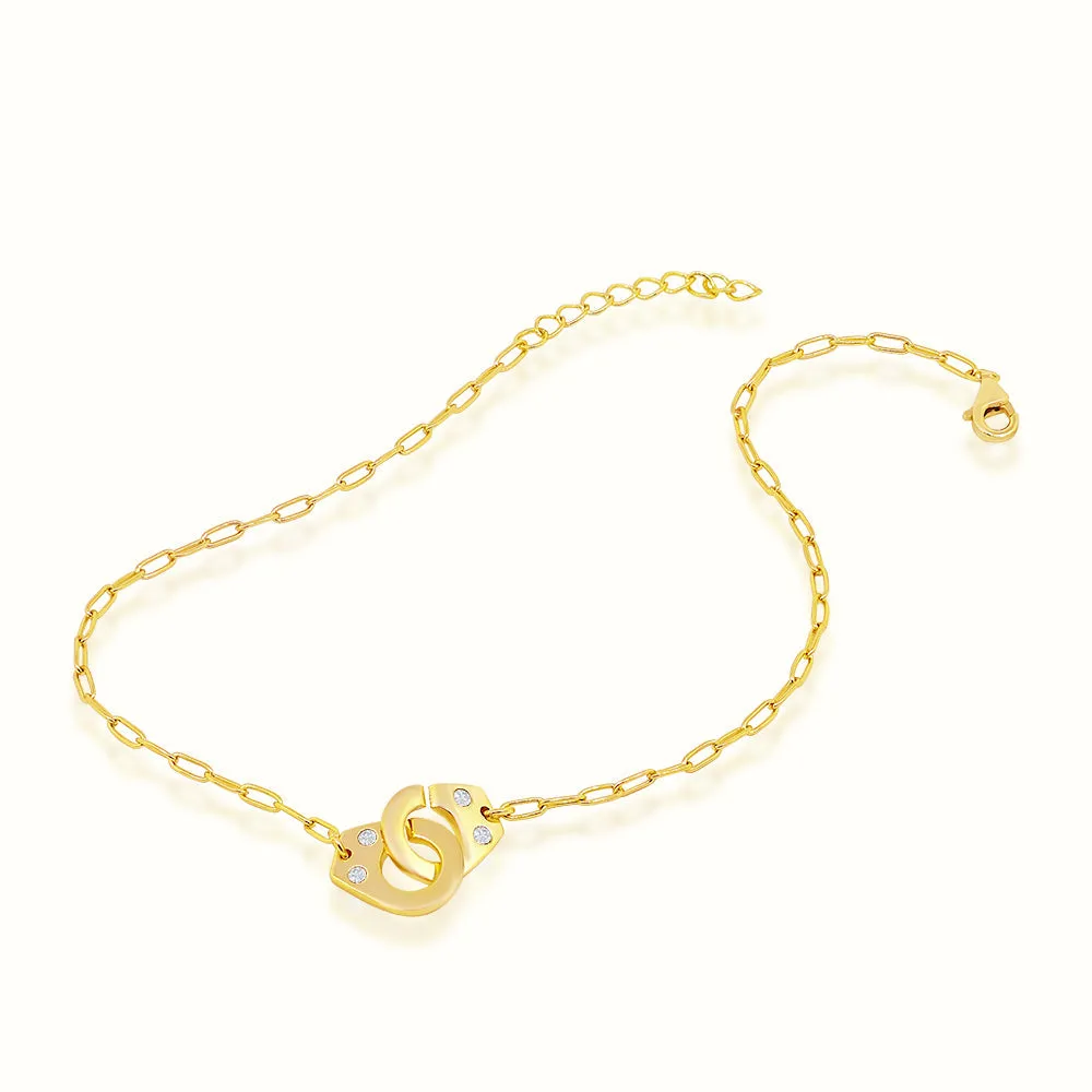 Women's Vermeil Diamond Mini Handcuffs Anklet